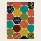 Midcentury Modern Atomic Dot Semi Pattern in Mustard, Olive, Orange, Turquoise, Blue, and Beige Poster Gallery Image 4