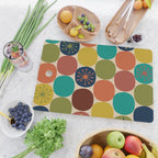 Midcentury Modern Atomic Dot Semi Pattern in Mustard, Olive, Orange, Turquoise, Blue, and Beige Cutting Board Gallery Image 2