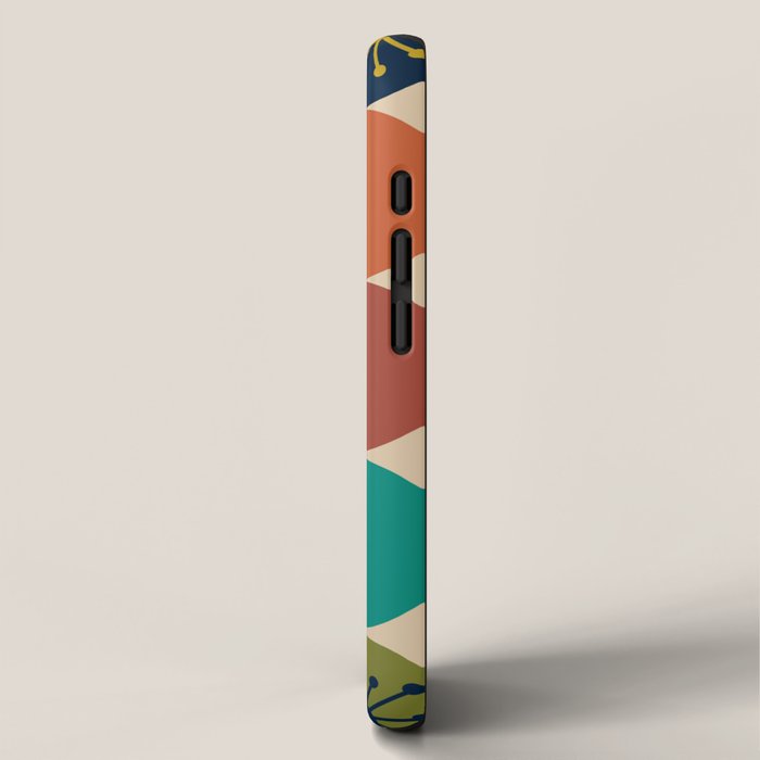 Midcentury Modern Atomic Dot Semi Pattern in Mustard, Olive, Orange, Turquoise, Blue, and Beige iPhone Case Gallery Image 2