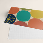 Midcentury Modern Atomic Dot Semi Pattern in Mustard, Olive, Orange, Turquoise, Blue, and Beige Wrapping Paper Gallery Image 2