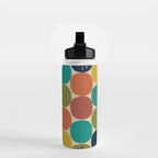 Midcentury Modern Atomic Dot Semi Pattern in Mustard, Olive, Orange, Turquoise, Blue, and Beige Water Bottle Gallery Image 2