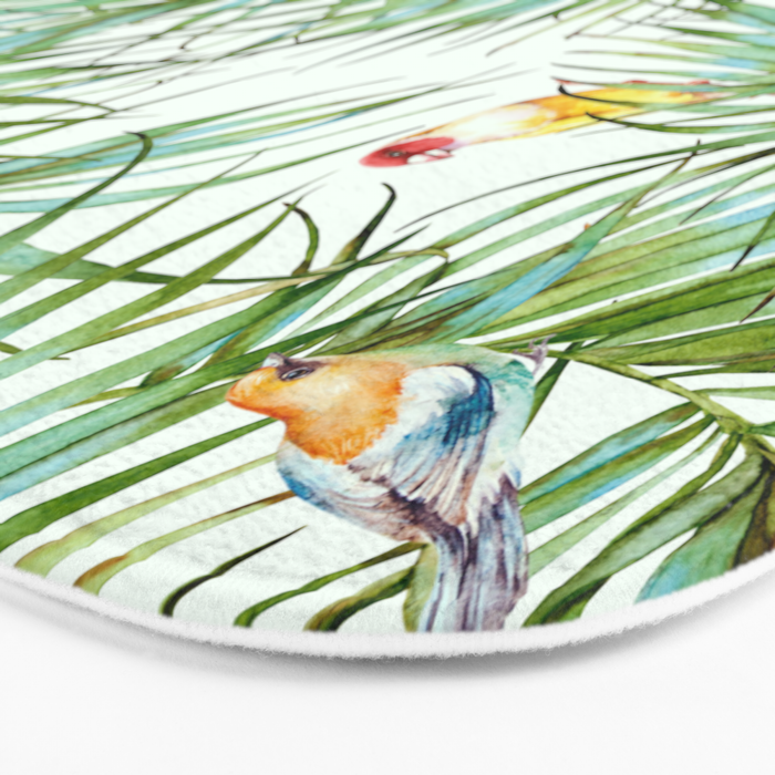 Birds on the leaves of the jungle Bath Mat Gallery Image 3