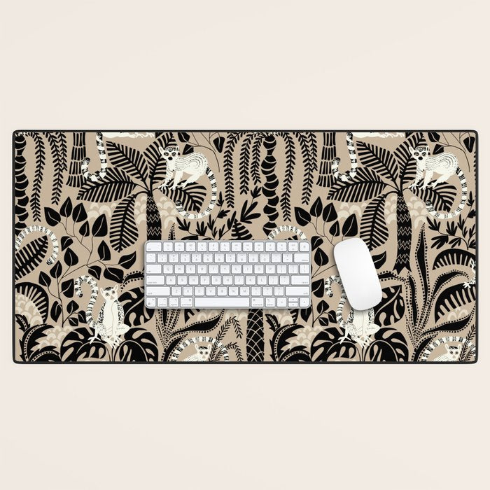 Jungle adventure bohemian black Desk Mat Gallery Image 1