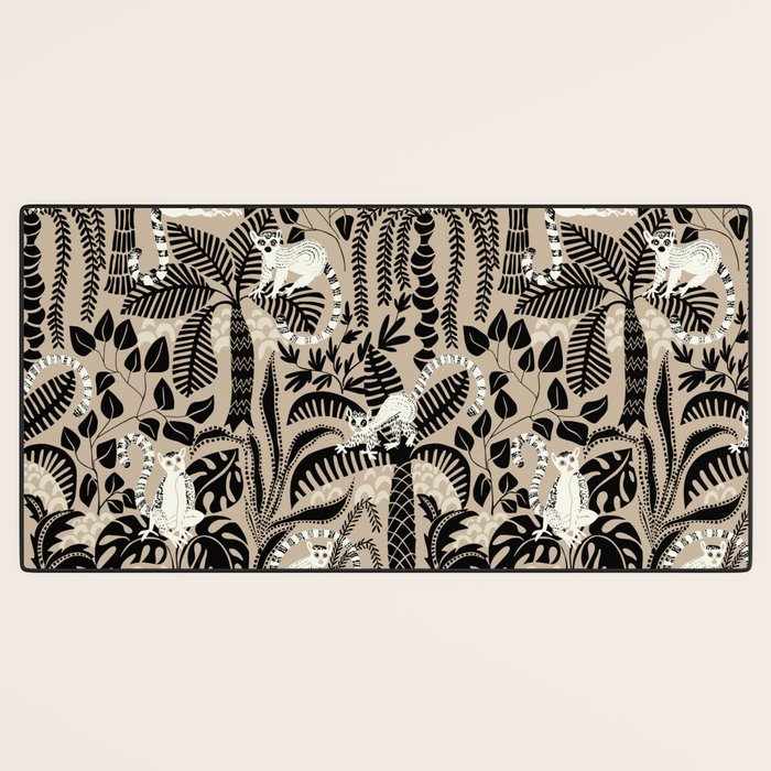 Jungle adventure bohemian black Desk Mat Gallery Image 3