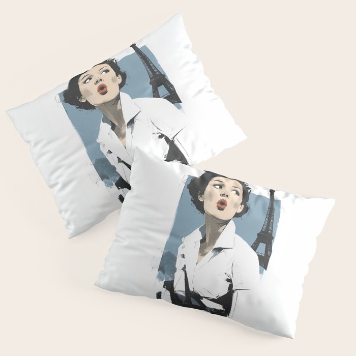 Parisian Glamour in Retro Style Pillow Sham Gallery Image 1