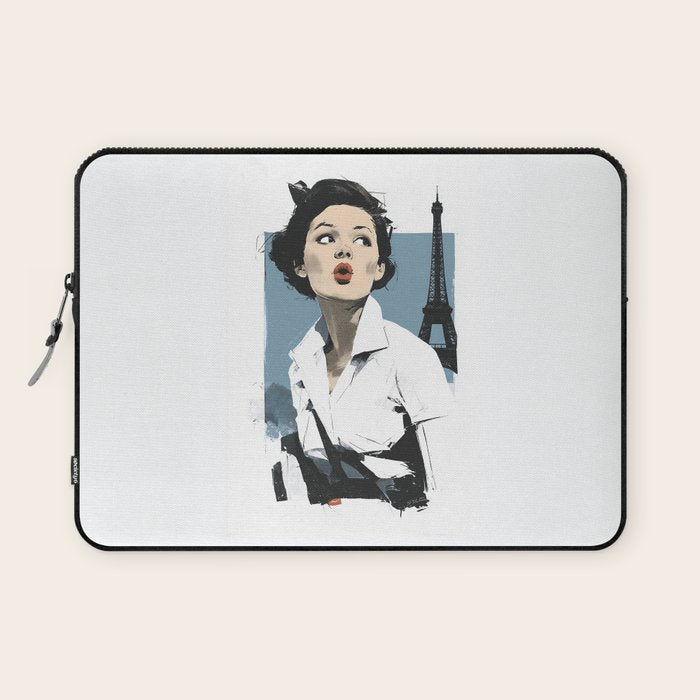 Parisian Glamour in Retro Style Laptop Sleeve Gallery Image 1