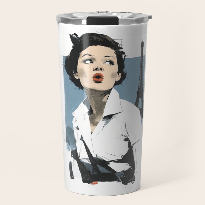 Parisian Glamour in Retro Style Travel Mug Gallery Image 1