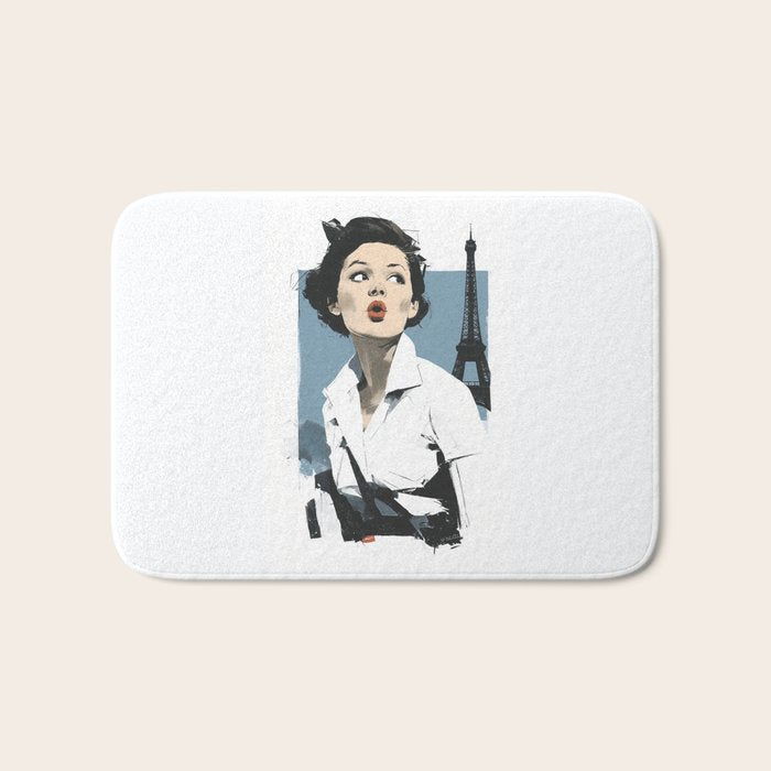 Parisian Glamour in Retro Style Bath Mat Gallery Image 1