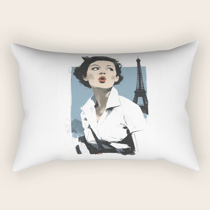 Parisian Glamour in Retro Style Rectangular Pillow Gallery Image 2