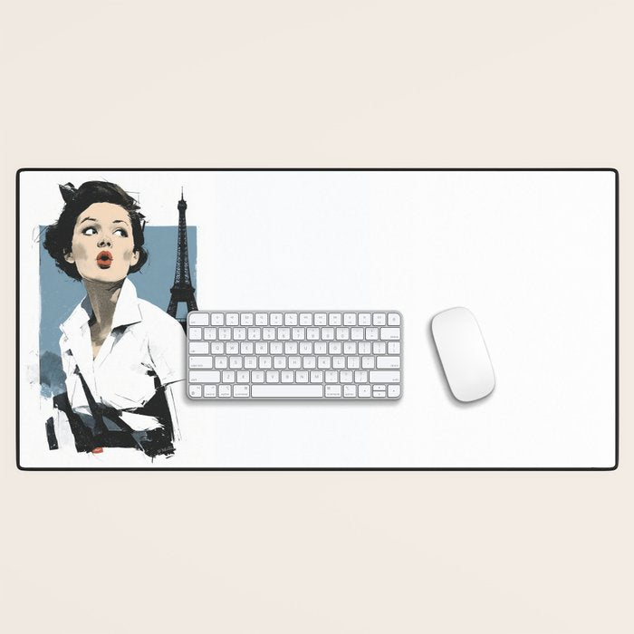 Parisian Glamour in Retro Style Desk Mat Gallery Image 1