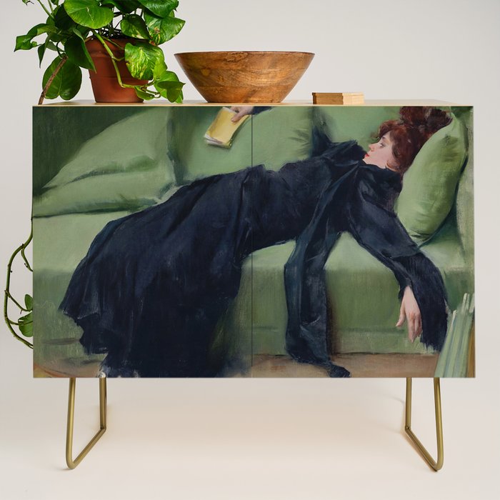 Decadent Young Woman, After the Dance, Vintage Portrait Art Credenza Gallery Image 1