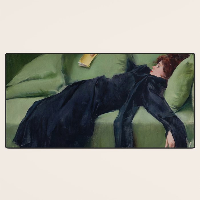 Decadent Young Woman, After the Dance, Vintage Portrait Art Desk Mat Gallery Image 3