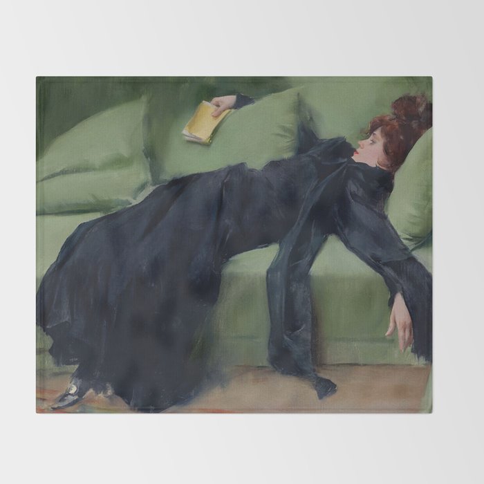 Decadent Young Woman, After the Dance, Vintage Portrait Art Throw Blanket Gallery Image 2