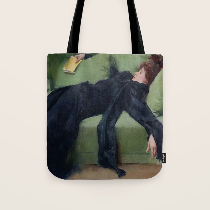 Decadent Young Woman, After the Dance, Vintage Portrait Art Tote Bag Gallery Image 1