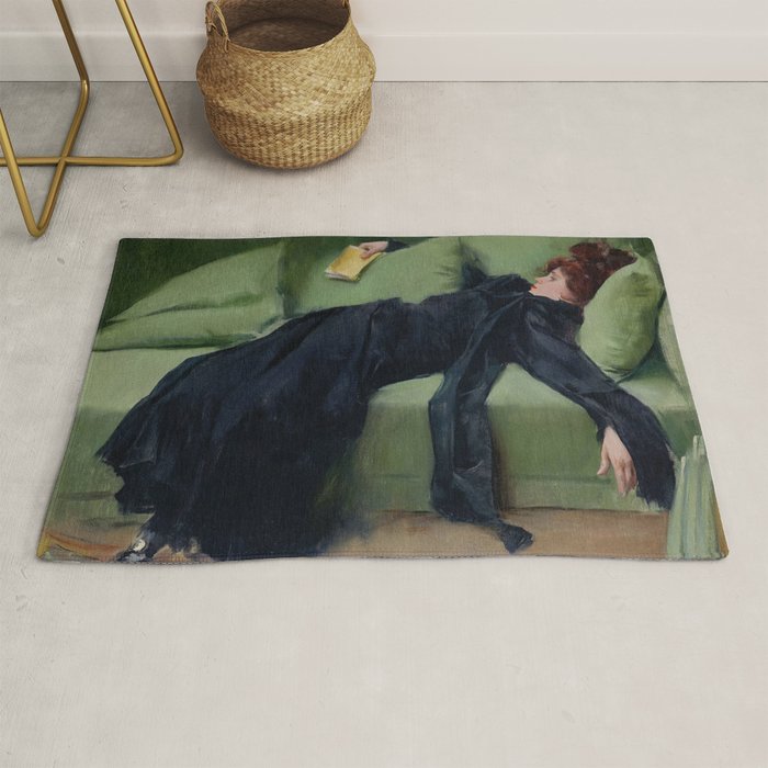 Decadent Young Woman, After the Dance, Vintage Portrait Art Rug Gallery Image 1