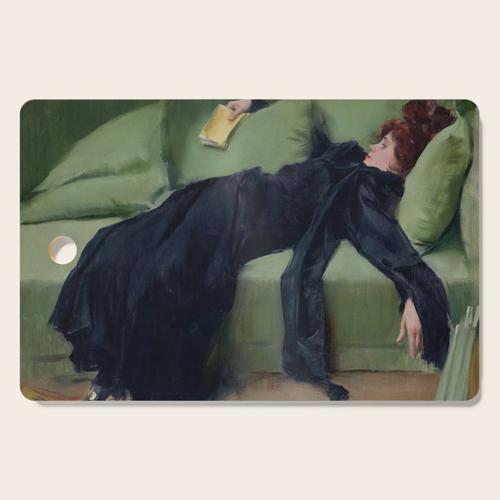 Decadent Young Woman, After the Dance, Vintage Portrait Art Cutting Board Gallery Image 1