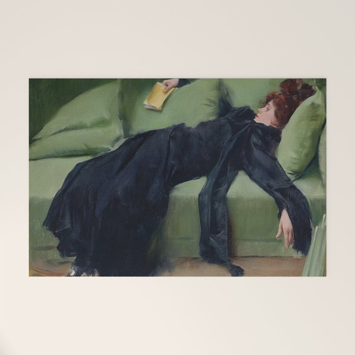 Decadent Young Woman, After the Dance, Vintage Portrait Art Welcome Mat Gallery Image 1