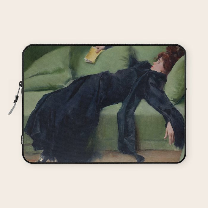 Decadent Young Woman, After the Dance, Vintage Portrait Art Laptop Sleeve Gallery Image 1