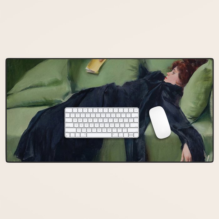 Decadent Young Woman, After the Dance, Vintage Portrait Art Desk Mat Gallery Image 1