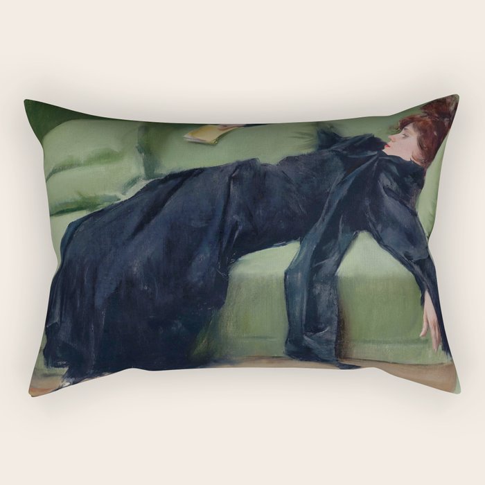 Decadent Young Woman, After the Dance, Vintage Portrait Art Rectangular Pillow Gallery Image 1