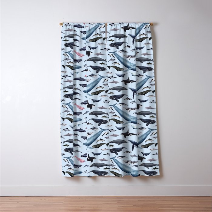 CETACEANS POSTER beige and text Window Curtain Gallery Image 3