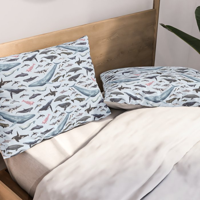 CETACEANS POSTER beige and text Pillow Sham Gallery Image 2