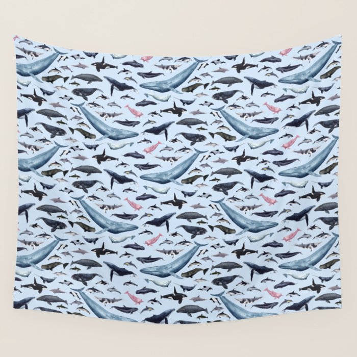 CETACEANS POSTER beige and text Wall Tapestry Gallery Image 1