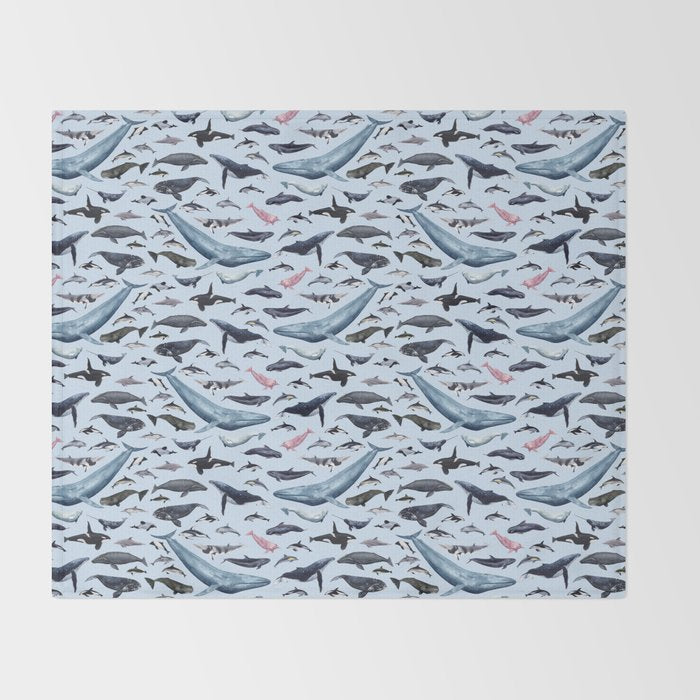CETACEANS POSTER beige and text Throw Blanket Gallery Image 2