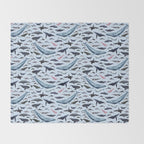 CETACEANS POSTER beige and text Throw Blanket Gallery Image 2