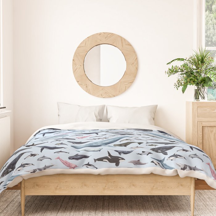 CETACEANS POSTER beige and text Duvet Cover Gallery Image 3