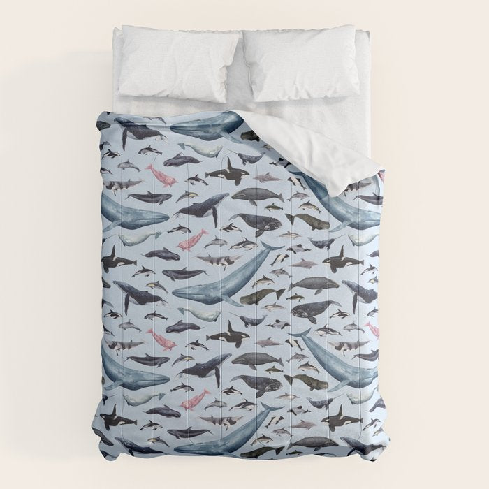 CETACEANS POSTER beige and text Comforter Gallery Image 1