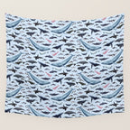 CETACEANS POSTER beige and text Wall Tapestry Gallery Image 4