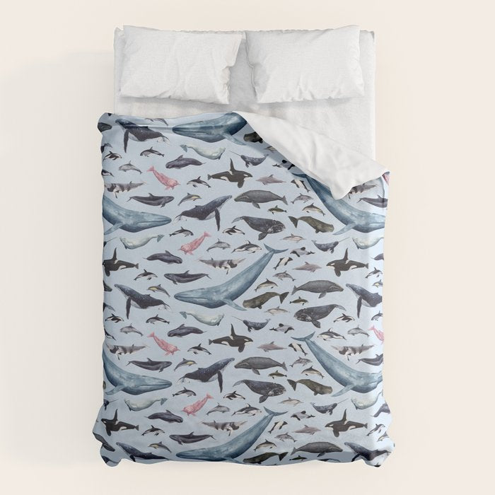 CETACEANS POSTER beige and text Duvet Cover Gallery Image 6