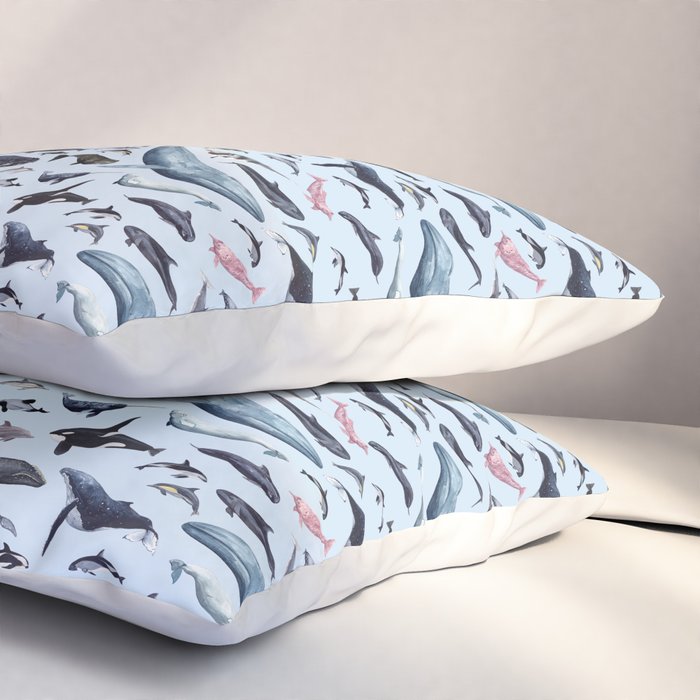 CETACEANS POSTER beige and text Pillow Sham Gallery Image 3