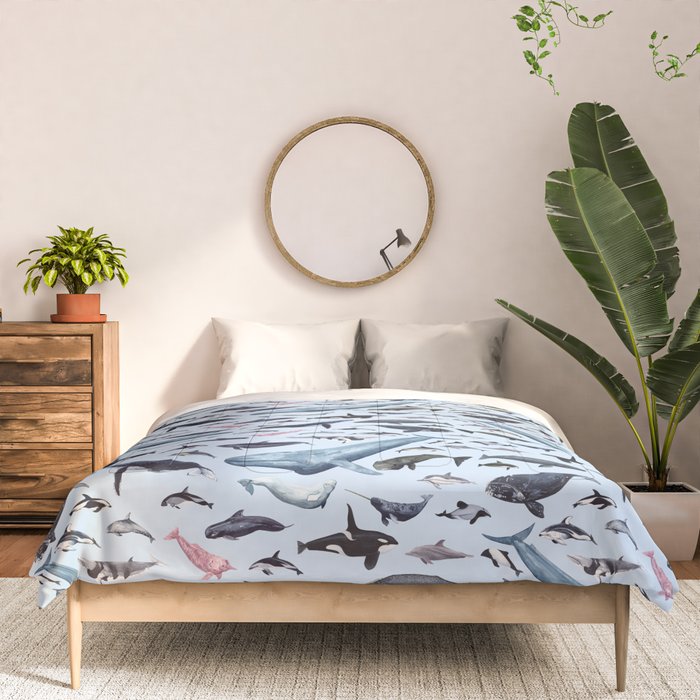 CETACEANS POSTER beige and text Comforter Gallery Image 3