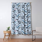 CETACEANS POSTER beige and text Window Curtain Gallery Image 5