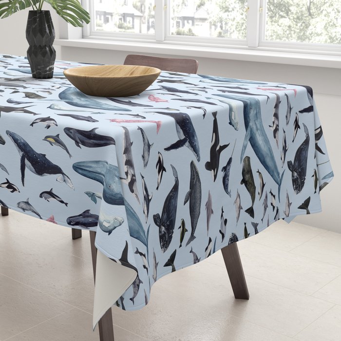 CETACEANS POSTER beige and text Tablecloth Gallery Image 3