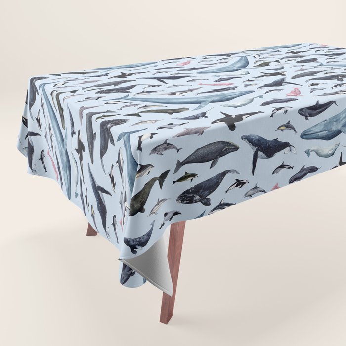 CETACEANS POSTER beige and text Tablecloth Gallery Image 1
