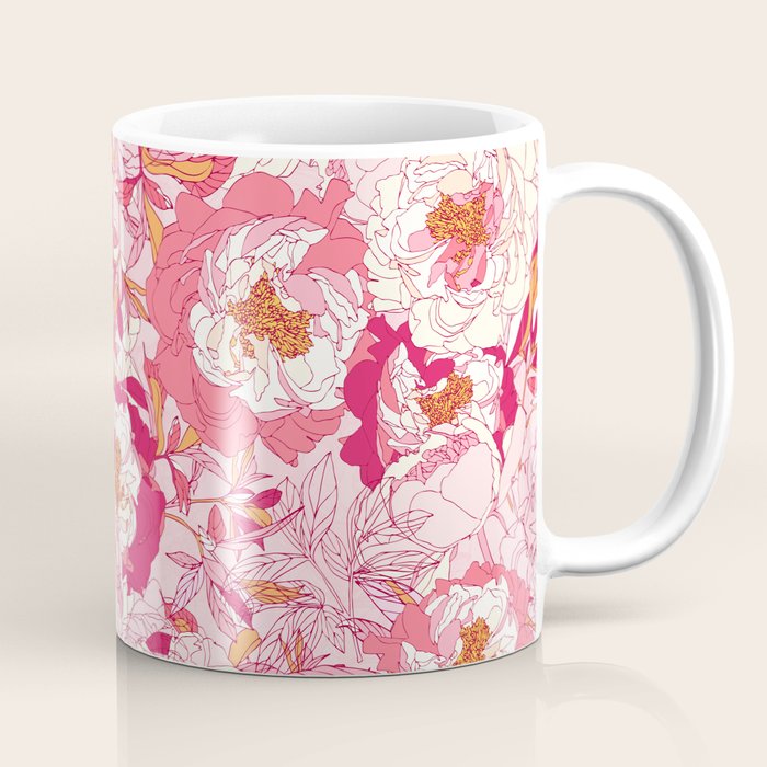 Pink flowers of peonies Coffee Mug Gallery Image 1