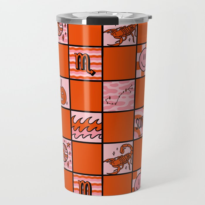 Scorpio Checkered Print Travel Mug Gallery Image 1