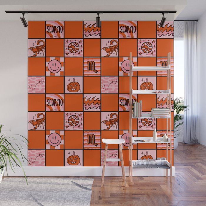 Scorpio Checkered Print Wall Mural Gallery Image 1