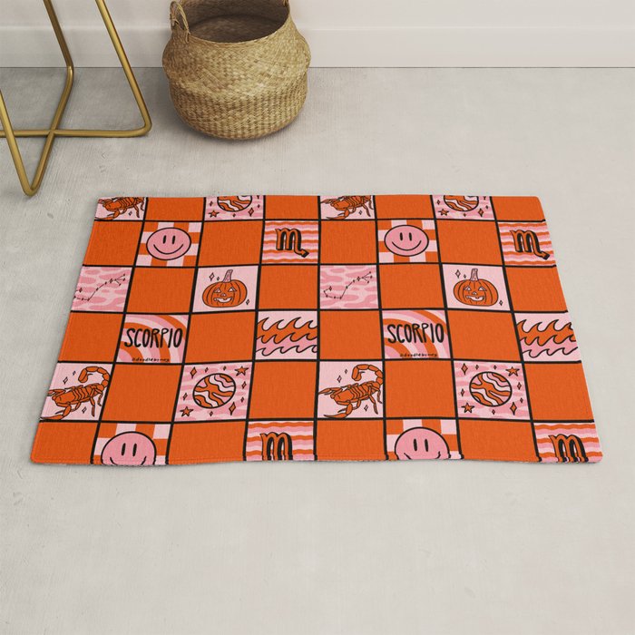 Scorpio Checkered Print Rug Gallery Image 1