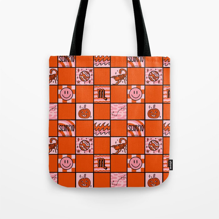 Scorpio Checkered Print Tote Bag Gallery Image 1