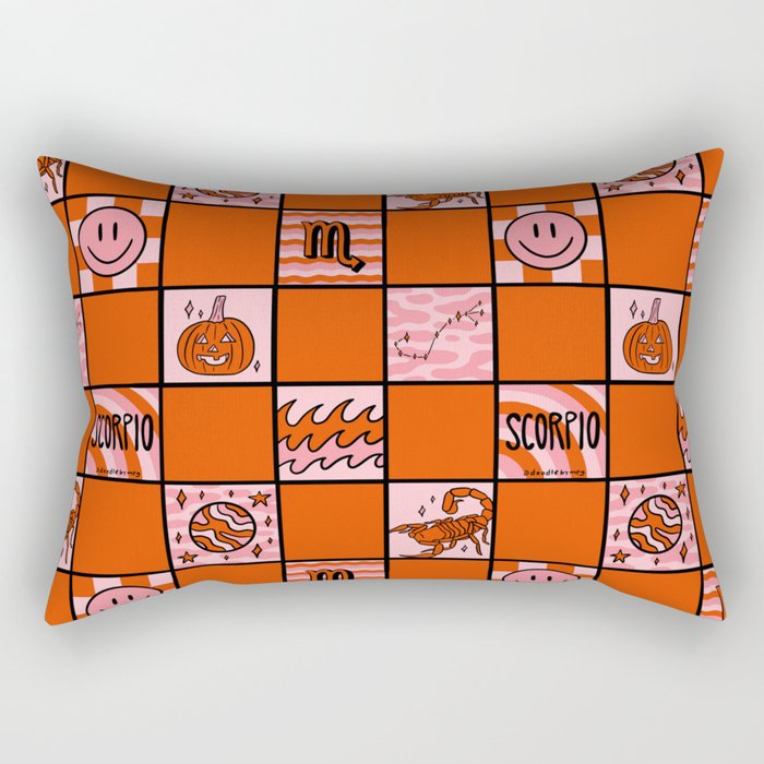 Scorpio Checkered Print Rectangular Pillow Gallery Image 1