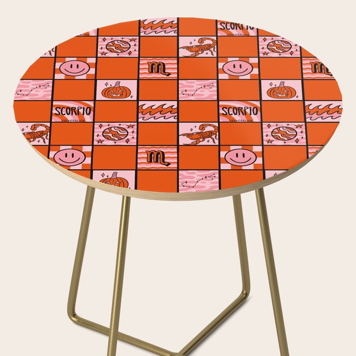 Scorpio Checkered Print Side Table Gallery Image 2