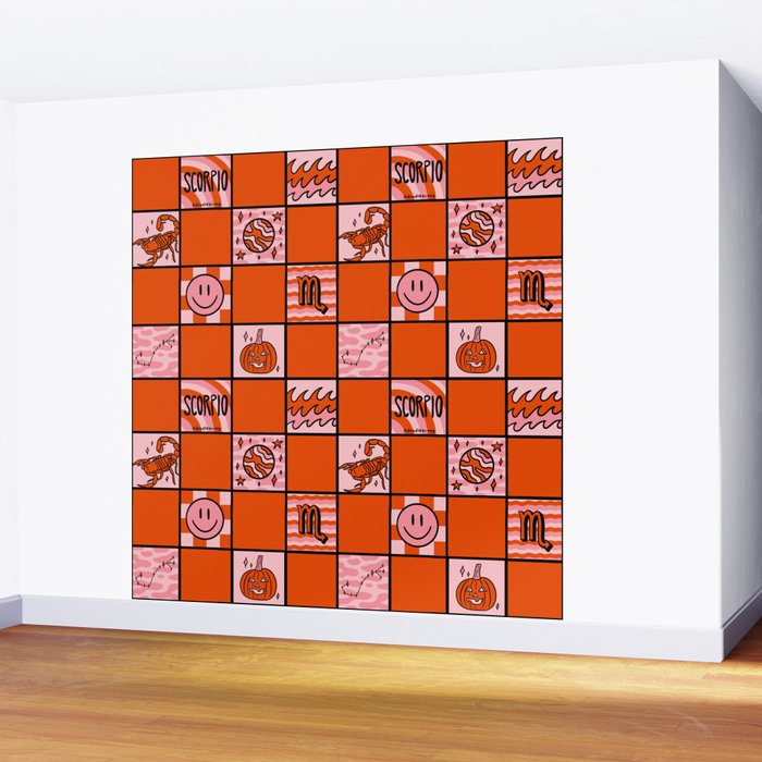 Scorpio Checkered Print Wall Mural Gallery Image 2