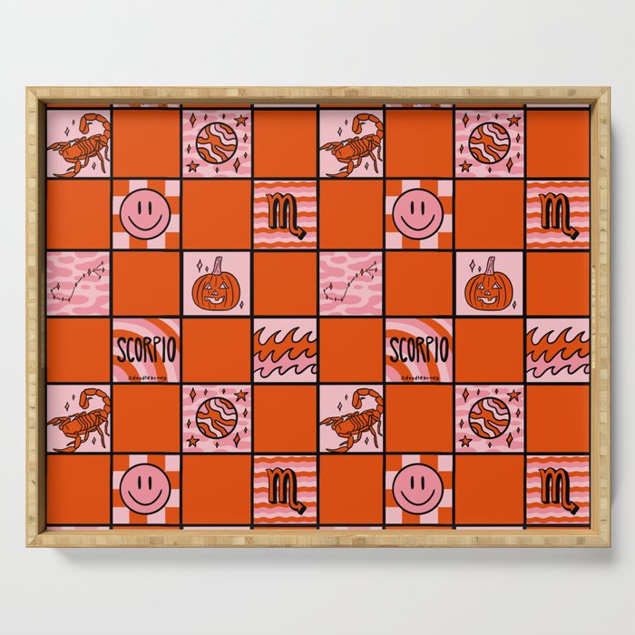 Scorpio Checkered Print Serving Tray Gallery Image 1