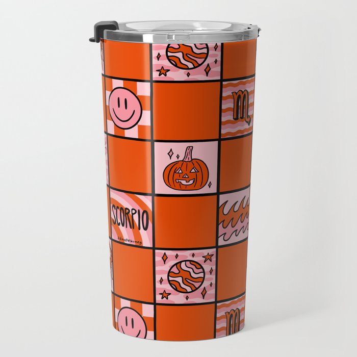 Scorpio Checkered Print Travel Mug Gallery Image 3