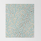 Berry Branches - Turquoise & Gold Throw Blanket Gallery Image 2