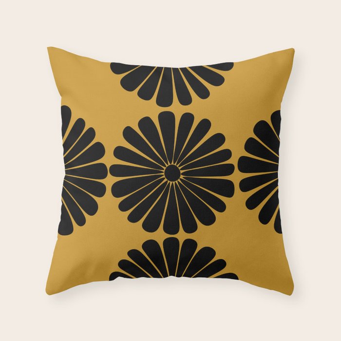 Retro Daisy Abstract VIII Golden Yellow Bold Floral Throw Pillow Gallery Image 1
